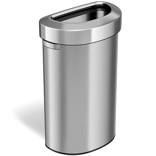 iTouchless 23 Gallon Semi-Round Open Top Trash Can and Recycle Bin 87 Liter Slim and Space-Saving Design for Home Office Kitchen Restaurant Restroom Large Capacity