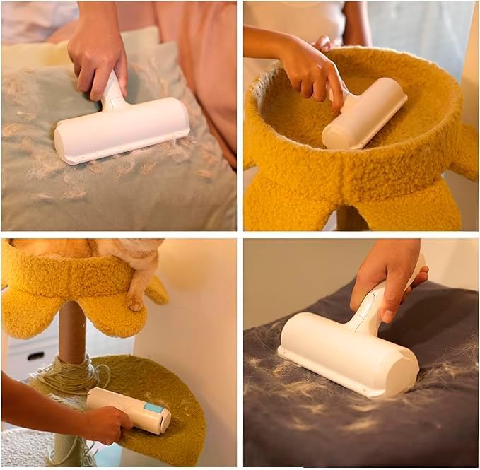 Pet Hair Remover and Reusable Lint Roller - Cat and Dog Hair Remover for Furniture Couch Carpet Car Seats Clothing and Bedding - Portable Multi-Surface Fur Removal Tool