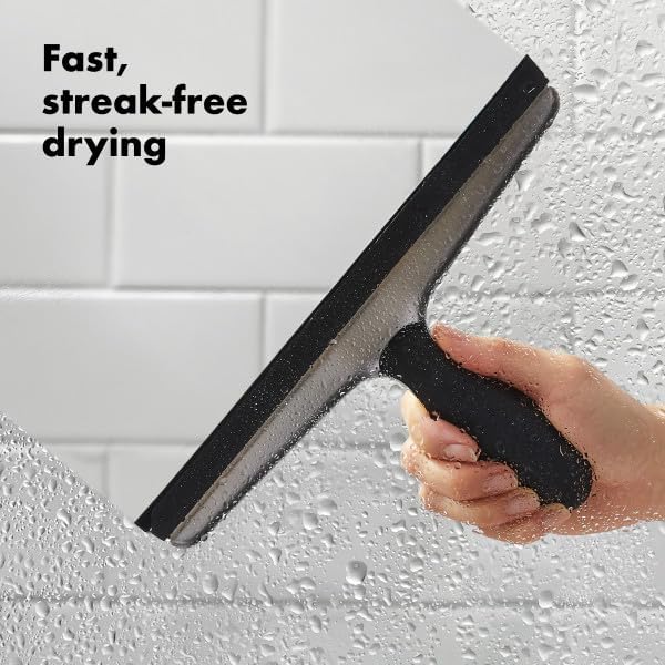 OXO Good Grips Stainless Steel Squeegee - All-Purpose for Bathroom Glass Shower Doors Mirrors Tiles Countertops and Car Windows - Streak Free