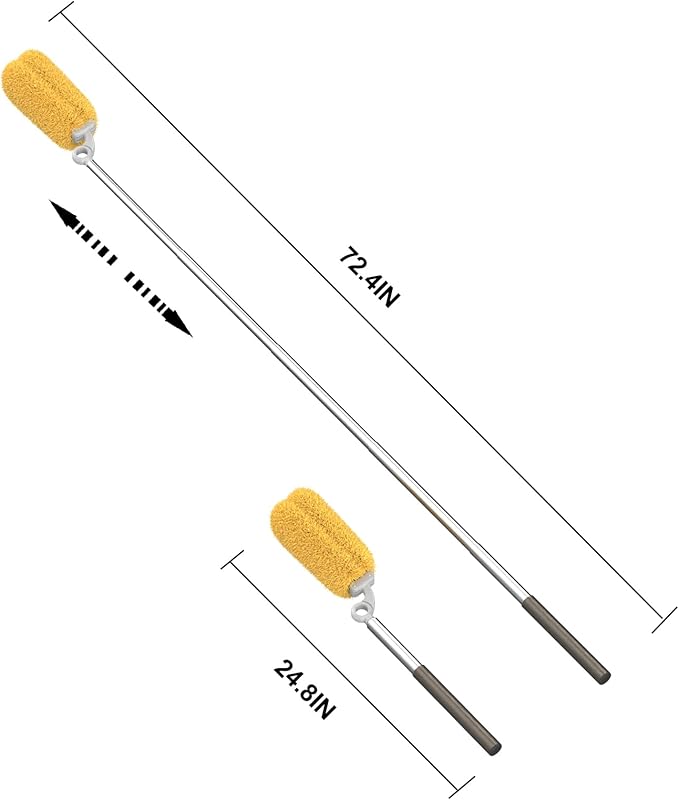 Long Handle Dusters for Cleaning with 2 Replacement Heads Washable Cleaning Duster Kit with Laundry Mesh Bag Cobweb Duster Extendable Dusting Tool for Home and Office
