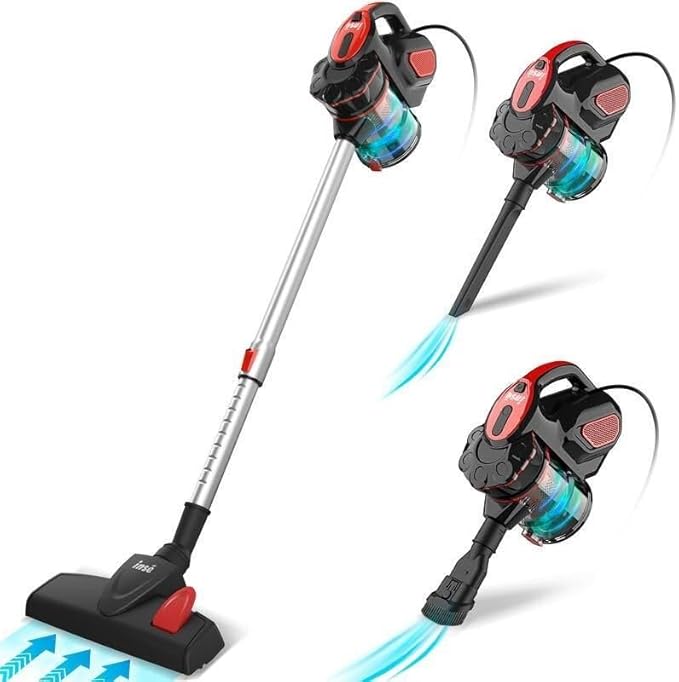 Powerful 18Kpa Suction Stick Vacuum Cleaner Red