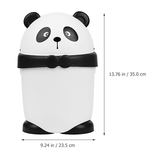 BESPORTBLE Small Panda Trash Can with Flip Lid Reusable Plastic Desktop Garbage Bin for Bathroom Bedroom Kitchen Countertop Wastebasket
