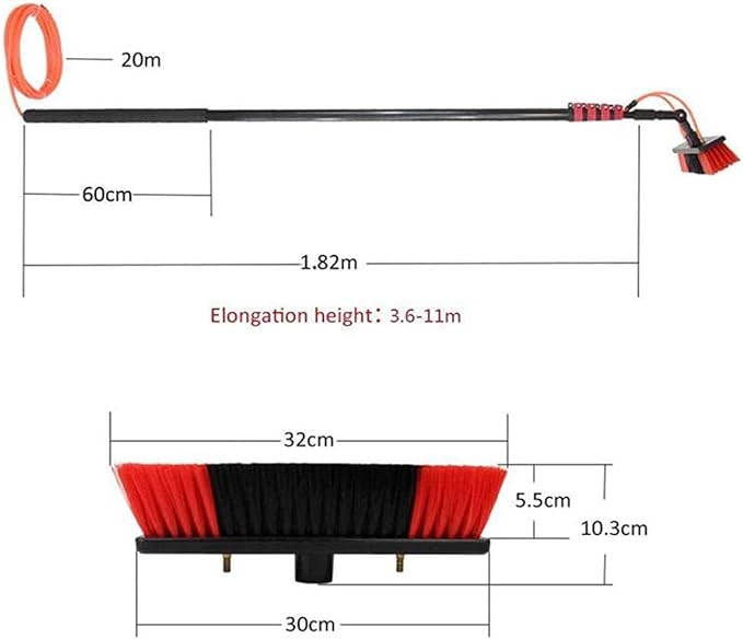 Window Cleaning Brush Window Cleaning Pole Water Fed Telescopic Brush Extendable Cleaner Conservatory Roof Cleaning Photovoltaic and Solar Panels