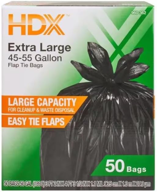 50 Gal. Extra Large Black Trash Bags (50-Count) pack of 2 Plus Free MagikoSFI Custom Shopping Tote Bag