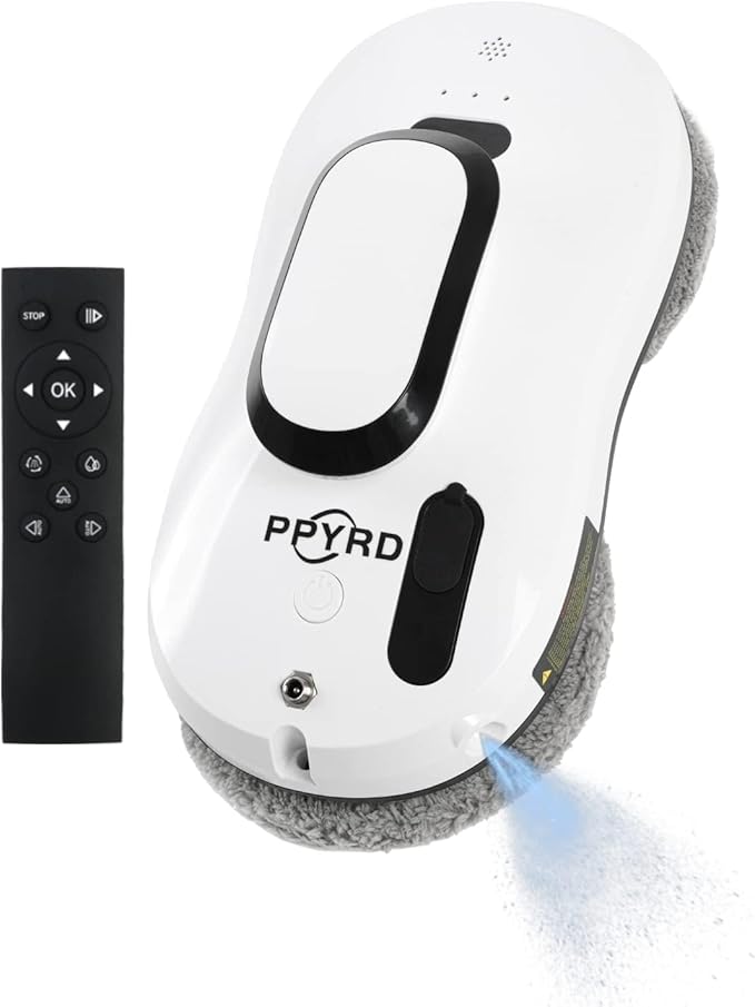 Window Cleaning Robot Vacuum with Ultrasonic Water Spray and Remote Control for Indoor Outdoor High Windows Glass Tiles