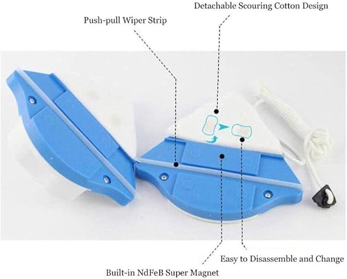 Side Magnetic Window CleanerAdjustable Glass Wiper Glider Washing Brush Equipment
