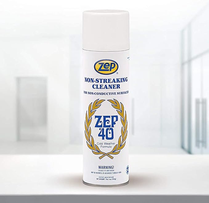 Zep 40 Non-Streaking Cleaner - 18 oz (Case of 12) 14401 - Heavy-Duty Foaming Action Aerosol Formulated for Non-Conductive Surfaces Ideal for Cold Weather Conditions.