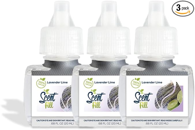 Scent Fill 100% Natural Lavender Lime Plug in Air Freshener Scented Oil Refills 3 Refills
