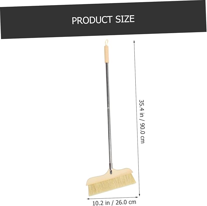 Bristle Broom Handle Soft Bristles for Floor Cleaning for Use Construction for Carpets and Hardwood Floors