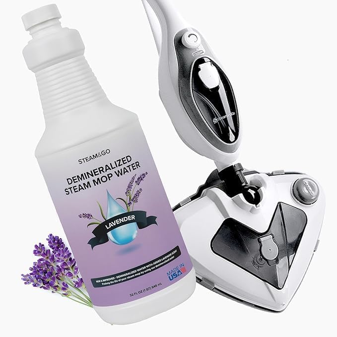Steam &amp Go - The Housekeeper Steam Cleaner For Floors &amp Demineralized Water Bundle 10-in-1 Hard Floor Cleaner Machine 32 oz Lavender Scent