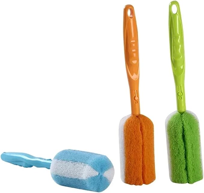 Water Cup Cleaning Brush Long Handle Sponge Washing Kitchen Baby Bottle(Green)