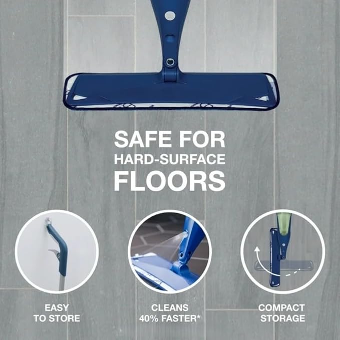Hard Floor Mop with Microfiber Pads – All-Surface Flat Mop for Tile Hardwood &amp Laminate