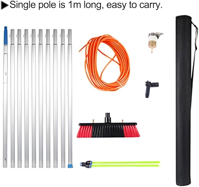 32 Foot Window Cleaning Brush Extendable Water Fed Solar Panel Cleaner Roof Cleaning Equipment 10m Pole 30cm Brush Head