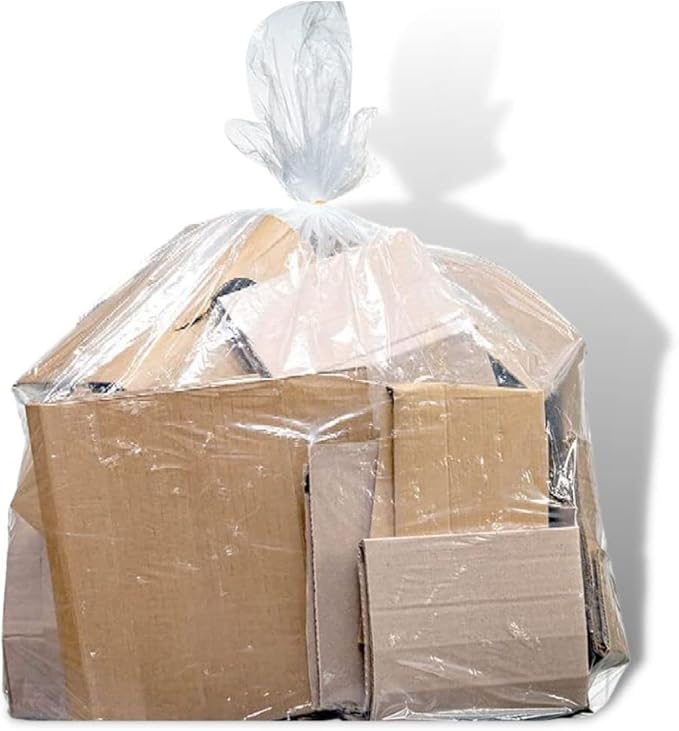 Plasticplace 14 Gallon Clear Recycling Trash Bags │ 1.2 Mil Garbage Can Liners │ 21x16x27’’ (200 Count) R14121CL