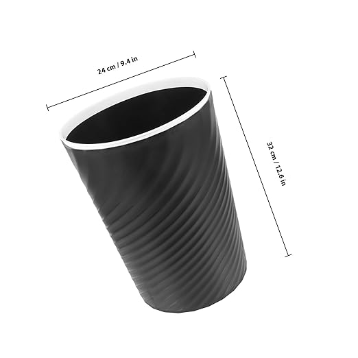 Trash Can Large Black Open Top Household Trash Bin with Pressure Ring Plastic Wastebasket for Office Bathroom Bedroom Use