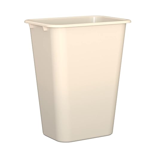 41 Qt. / 10 Gallon Beige Rectangular Wastebasket/Trash Can for Bedroom/Office/Bathroom Fits Under Desk/Cabinet/Sink Set of 6