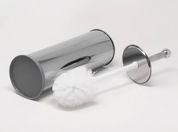 Stainless Steel Toilet Paper Canister and Toilet Brush Case Set (Set of 2)