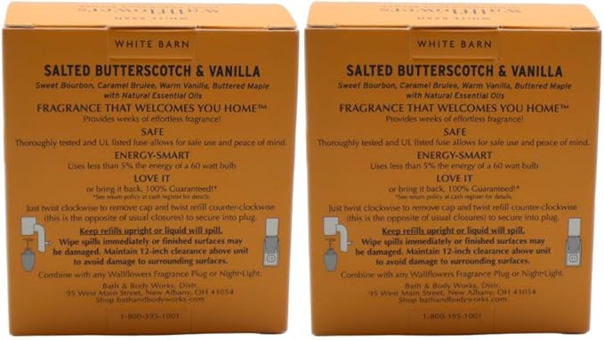 Bath &amp Body Works Salted Butterscotch &amp Vanilla Wallflowers Home Fragrance Refill 0.8 fl oz - 4 Pack
