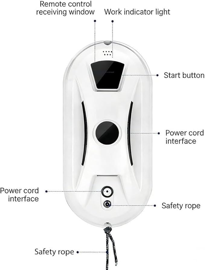 Smart Window Cleaning Robot Ten Cleaning Cloths are Included Dual-Rotation Mop System with AI Planning &amp Remote Control 20-Minute UPS Battery Backup for Anti-Fall Safety (White)