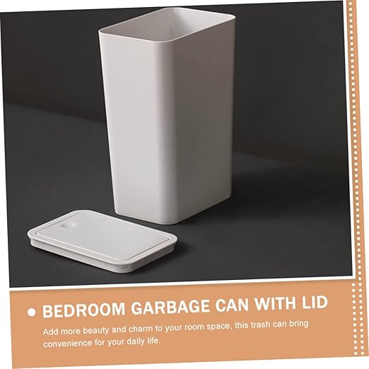 Small Trash Can with Lid Plastic Waste Basket for Bathroom Kitchen Office Compact Design for Narrow Spaces Reliable Trash Container for Home