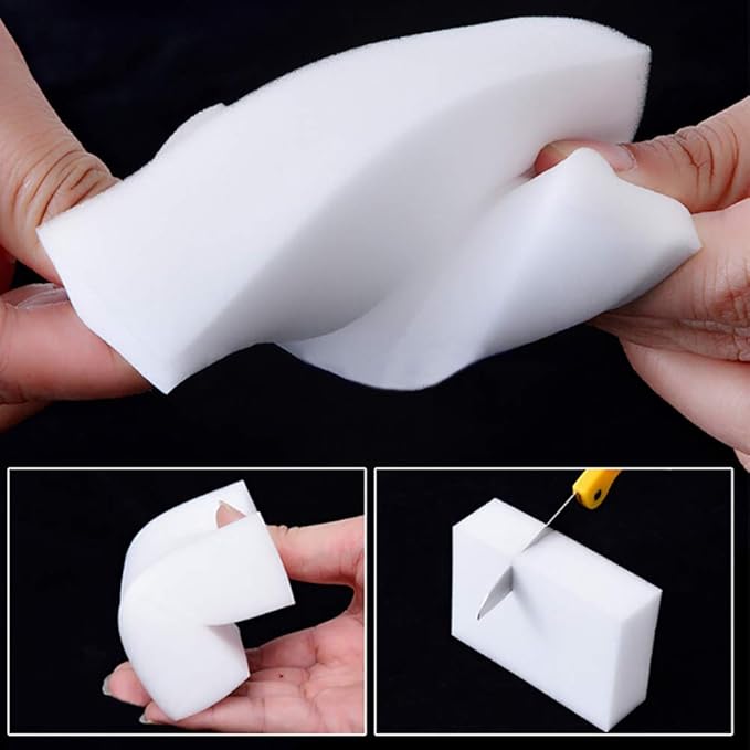 100 Pack Magic Sponge Eraser Extra Thick and Long Lasting Melamine Cleaning Sponges in Bulk - Multi Surface Power Scrubber Foam Cleaning Pads - Bathtub Floor Baseboard Bathroom Wall Cleaner