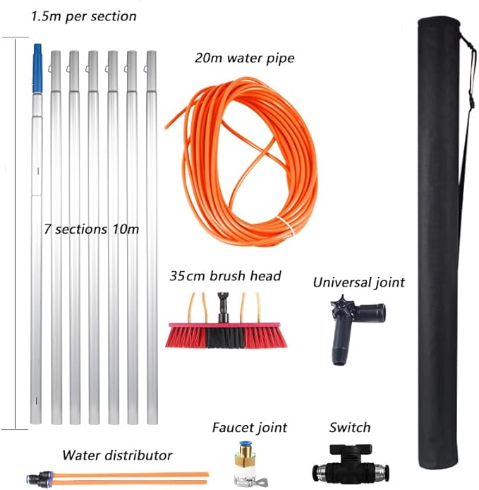 Solar Panel and Window Glass Cleaning Kit Outdoor Brush Tool for Efficient Dust and Dirt Removal (35cm-1000cm