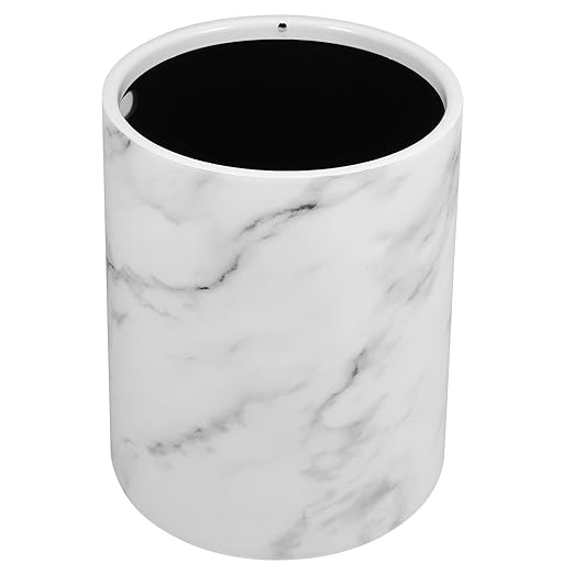 Marbling Wastebasket 12L Medium Plastic Trash Bin Open Top Double-Layer Garbage Can for Home Office Bedroom Bathroom