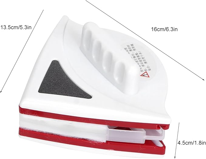 Double Sided Outside Magnetic Window Cleaner with Built in Water Storage Sponge Practical Windshield Cleaner Tool with Fiber Cotton Scouring Pad (Red)