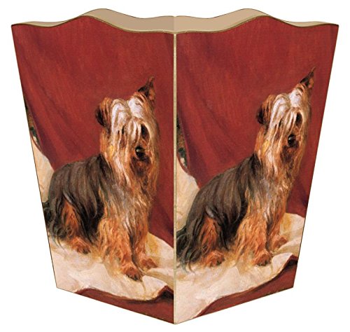 Marye-Kelley-Yorkshire Terrier Wastepaper Basket Wastebasket Decoupage Wood Decorative Wastebasket for Kitchen Bathroom Bedroom Living Room Handmade Made in The USA