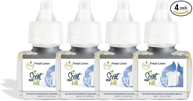 Scent Fill Fresh Linen Plug in Air Freshener 4 Scented Oil Refills