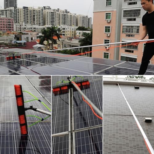 Glass Cleaning Brush Home Water Fed Telescopic Pole Kit Solar Panel Brush Rotating for Photovoltaic PanelWindow Cleaning Pole Water Fed Telescopic Brush Photovoltaic Panel Cleaning Tool 55