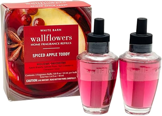 Bath &amp Body Works Wallflowers Refills FALL APPLE SCENT Collection 3pc Bundle with 40-Inch Red Holiday &amp Glittered Polka-Dot Ribbon Bow – Spiced Apple Toddy Honeycrisp &amp Warm Apple Pie (2-