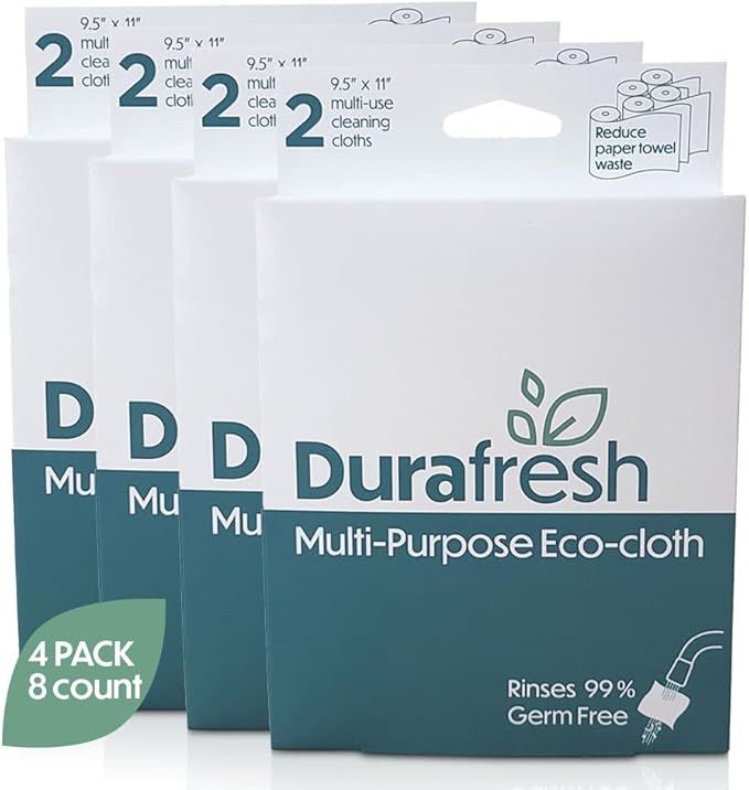 Wood Fiber Cloth Multipurpose Cleaning Eco-Friendly Sustainable Constructed so Food and Odor-Causing Particles can be Rinsed Away (8 Pack) - 9.5 x 11