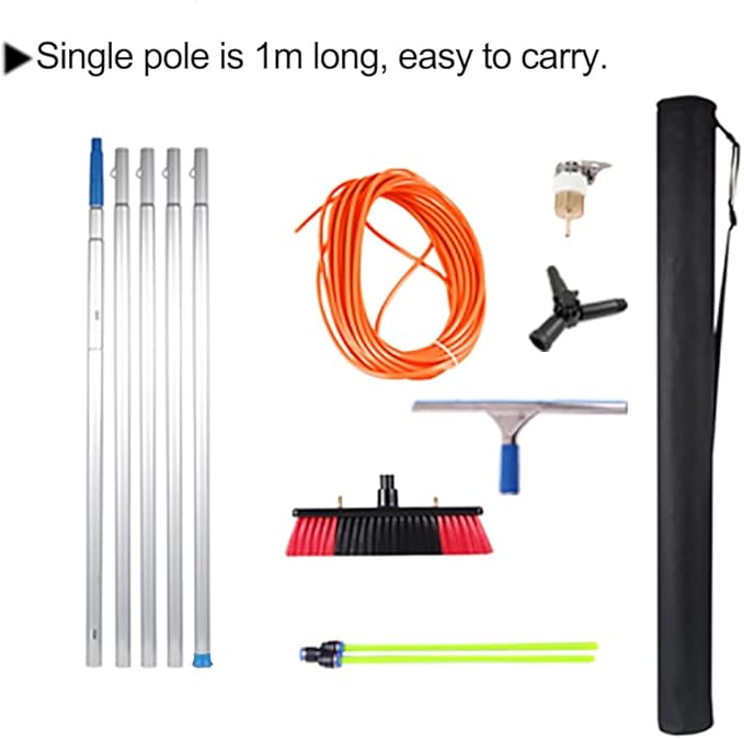 3-12m Water Fed Window Cleaning Pole Water Fed Telescopic Cleaner Brush with Squeegee Cleaning Photovoltaic and Solar Panels Extension Pole / 5m Pole / 30cm Brush Head