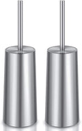 Toilet Brush and Holder 2 Pack Toilet Brush Stainless Steel Toilet Bowl Brush for Bathroom Toilet-Ergonomic ElegantDurable (Silver)