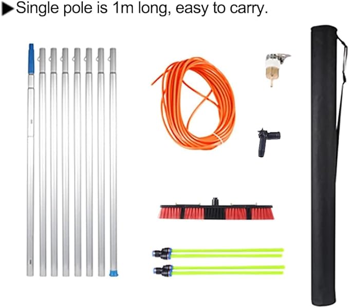26 Foot Window Cleaning Water Fed Poles Solar Panel Cleaning Equipment Conservatory Roof Cleaner Brush 8m Pole 50cm Brush Head