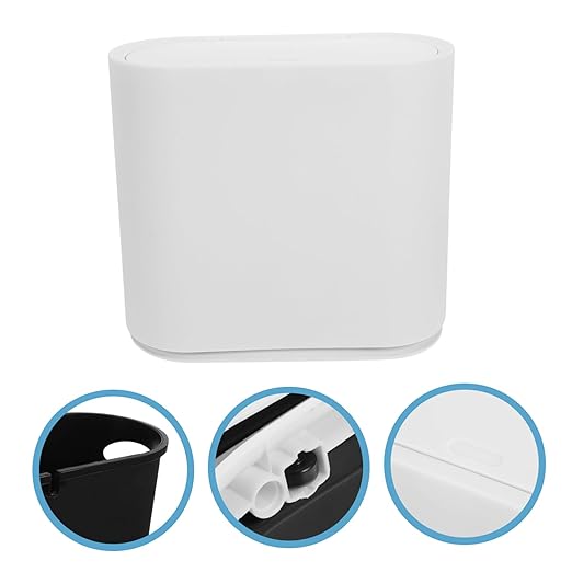 PRETYZOOM Press Type Lid Trash Can Compact Multi Functional Wastebasket for Bedroom Kitchen Living Room and Office Stylish Design for Seamless Decor Integration