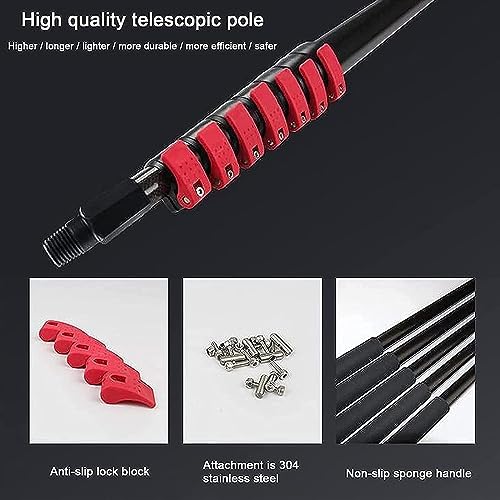 Glass Cleaning Brush Home Water Fed Telescopic Pole Kit Solar Panel Brush Rotating for Photovoltaic PanelExtendable Window Cleaning Pole - 9m Telescopic Brush for Solar Panel Conservatory R