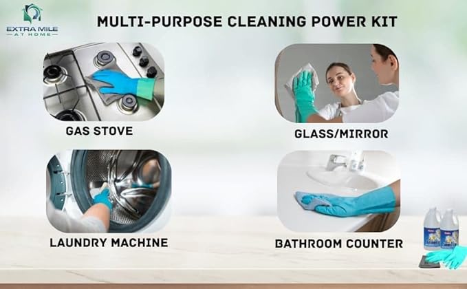 Clear Ammonia Cleaning Kit – 2 x 64oz Bottles with Gloves Microfiber Cloth &amp Usage Guide – Odor Neutralizer Degreaser &amp Laundry Booster