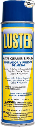 Luster Metal Polish Aerosol - Water-Based Stainless Steel Cleaner | Removes Oil Food Stains Watermarks | Restores Shine to Stainless Steel Chrome Copper Aluminum No Greasy Film or Fingerprints 12