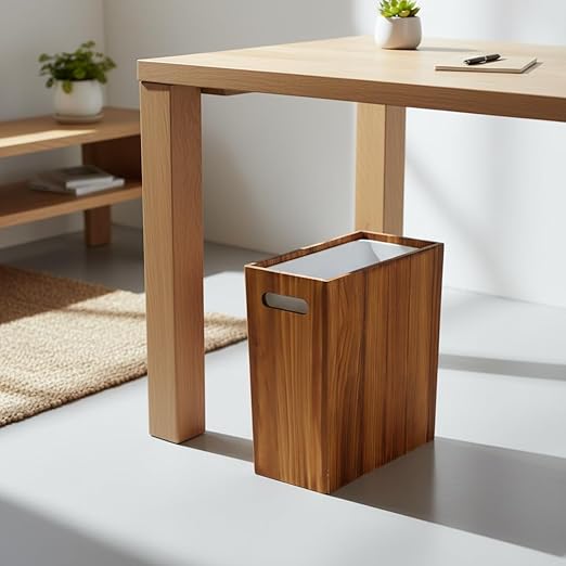 3 Gallon Wooden Trash Can with LinerSmall Solid Wood Bathroom Trash CanNarrow Garbage CanDecorative Waste Basket for BathroomBedroomOffice