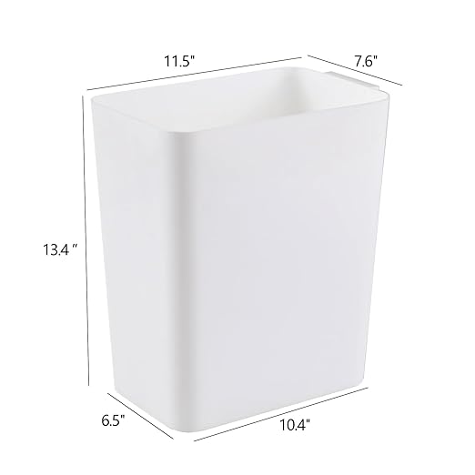 Kiddream 3 Pack 4.5 Gallon Deskside Wastebasket Plastic Slim Trash Can White