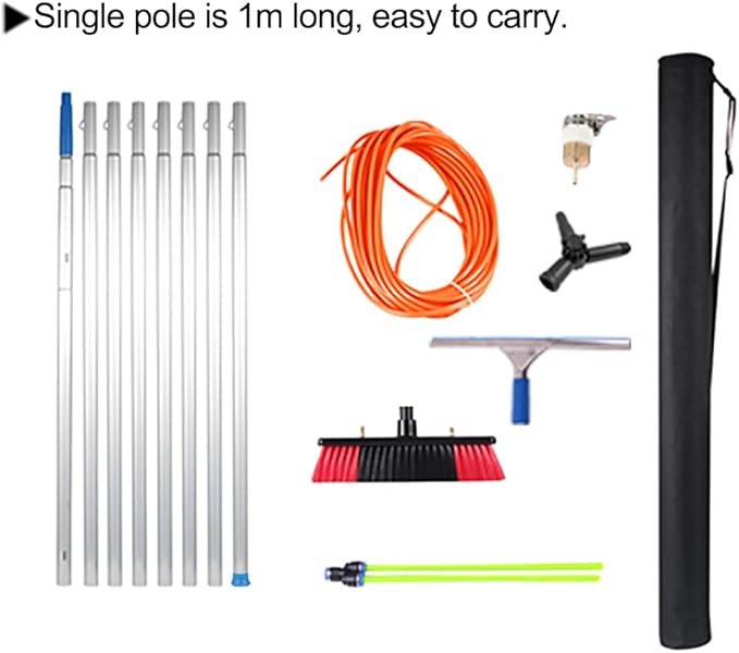 26 Foot Window Cleaning Water Fed Poles Solar Panel Cleaning Equipment Conservatory Roof Cleaner Brush Squeegee / 8m Pole / 30cm Brush Head
