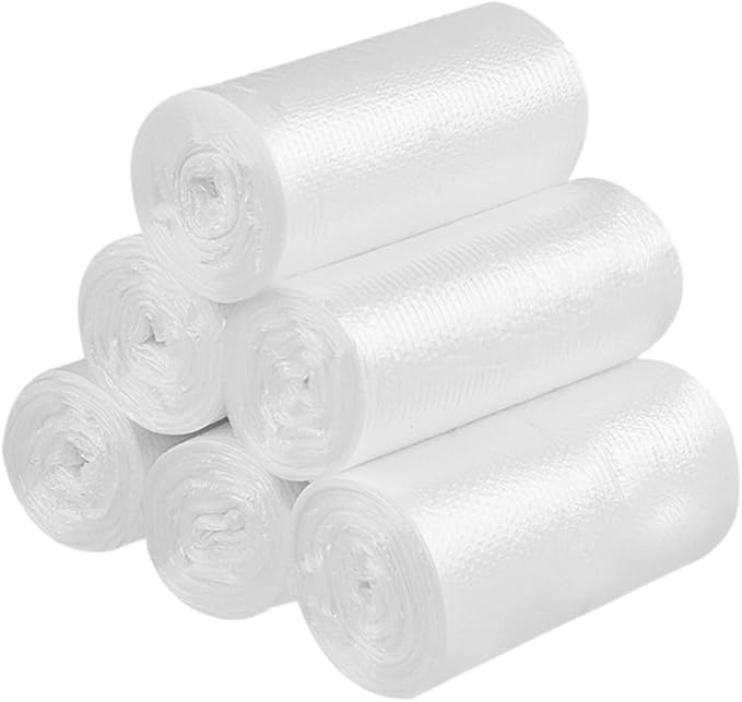 6 Rolls Thickened Plastic Trash Bags for Home Kitchen and Bathroom Flat Opening Garbage Bags 45x50cm Disposable Waste Liners for Bedroom and Household Use