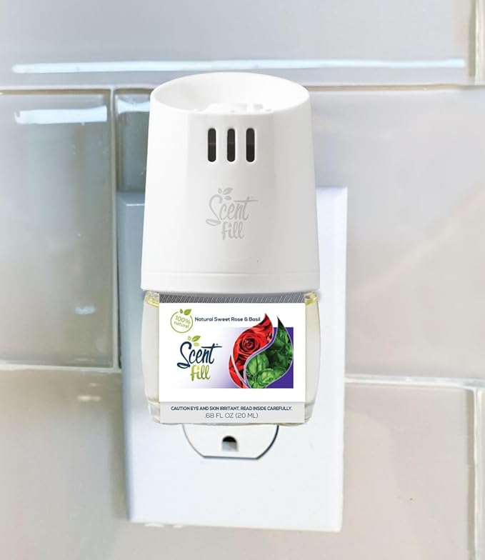Scent Fill 100% Natural Sweet Rose &amp Basil Plug in Air Freshener Scented Oil Refills 3 Refills