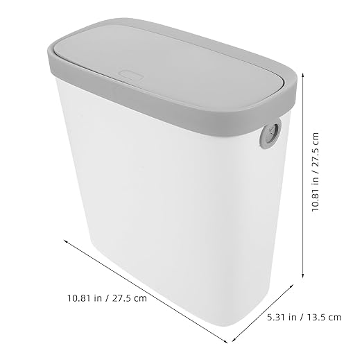 Plastic Garbage Can with Press-Type Lid Large Capacity Wastebasket for Kitchen Bathroom Living Bedroom Office Odor-Resistant Easy Press Open and Close White Trash Bin