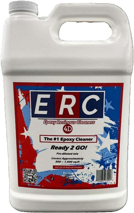 #1 Epoxy Cleaner Ready 2 Go Pre-Diluted Gallon of ERC Epoxy &amp Resinous Surface Cleaner | Professional Strength | No Mixing Required | Cleans Epoxy Floors Sealed Concrete and More