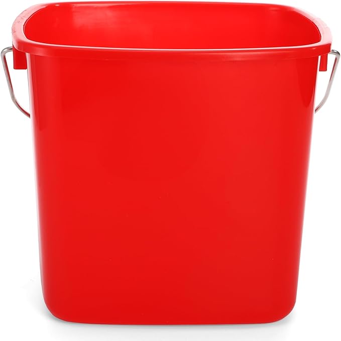SOUJOY 7 Pack 3 Quart Cleaning Bucket Plastic Small Sanitizing Bucket with Handle Multi-Purpose Mini Square Pails for Kitchen School Offices Household and Commercial Use Red