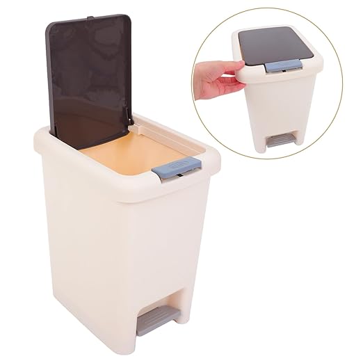 Garneck Foot Pedal Trash Can with Lid Covered Wastebasket for Bathroom Kitchen Office Handsfree Easy to