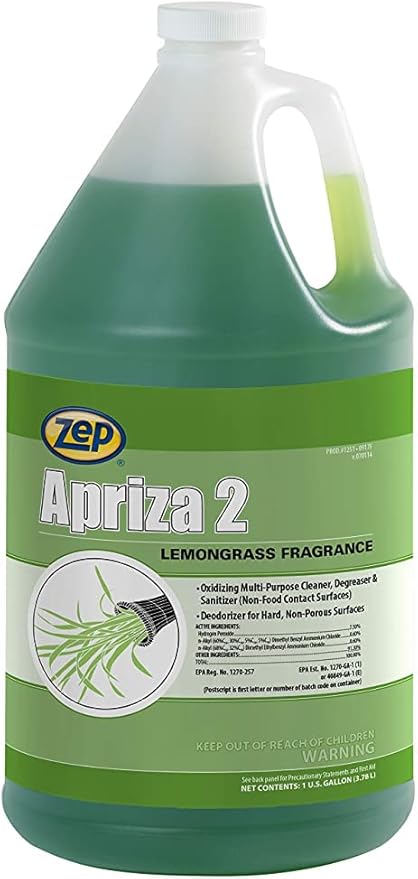 Zep Apriza 2 Multi-Purpose Cleaner - 1 Gallon (Case of 4) 125124 - Oxidizing Degreaser Deodorizer and Sanitizer